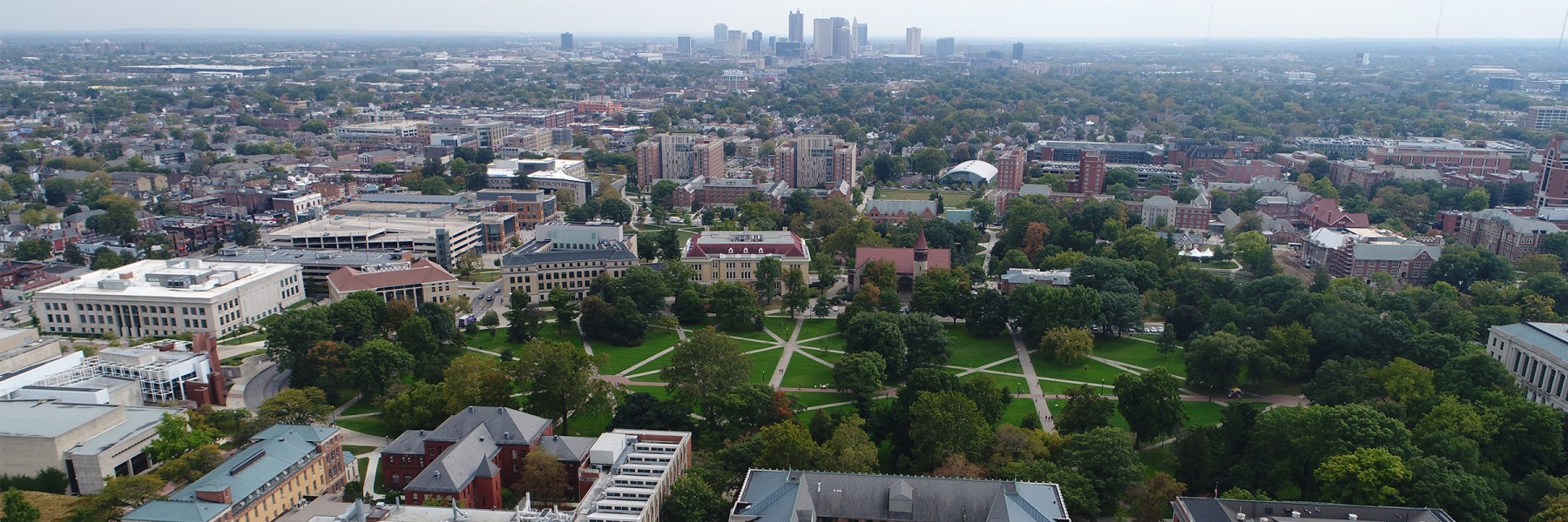 Aerial view of Ohio State's Columbus campus