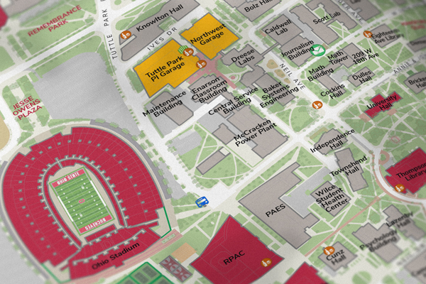 The Ohio State University campus map excerpt 