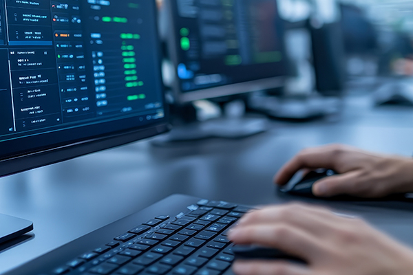 Hands typing on a keyboard - computer interface