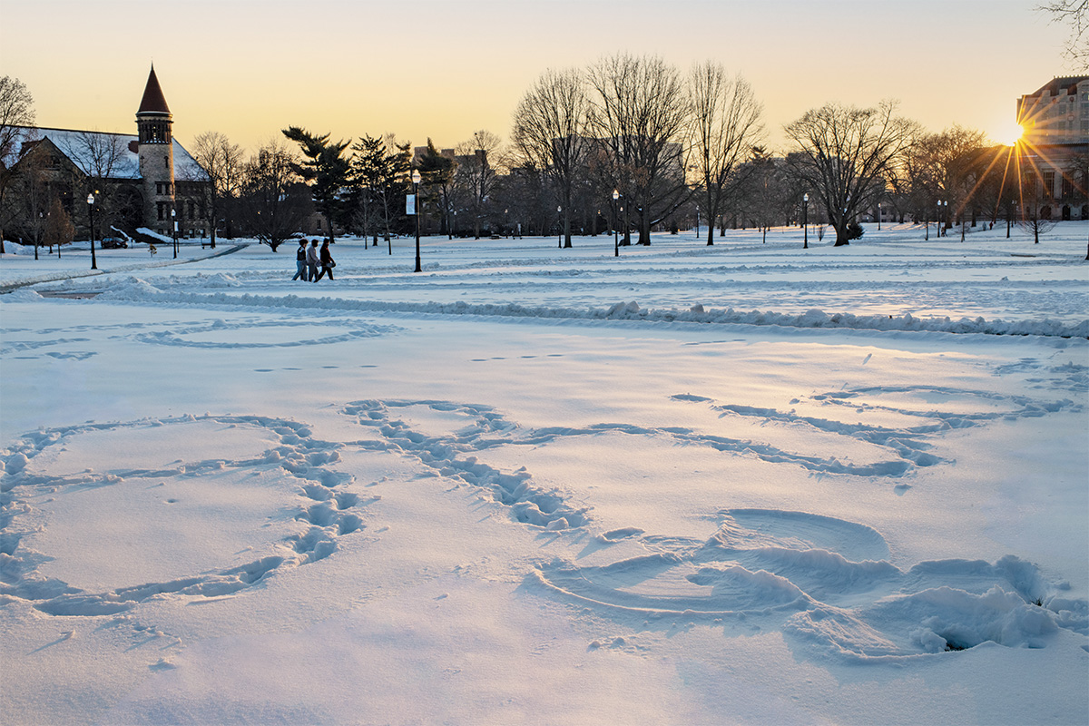 script ohio written in snow on the oval