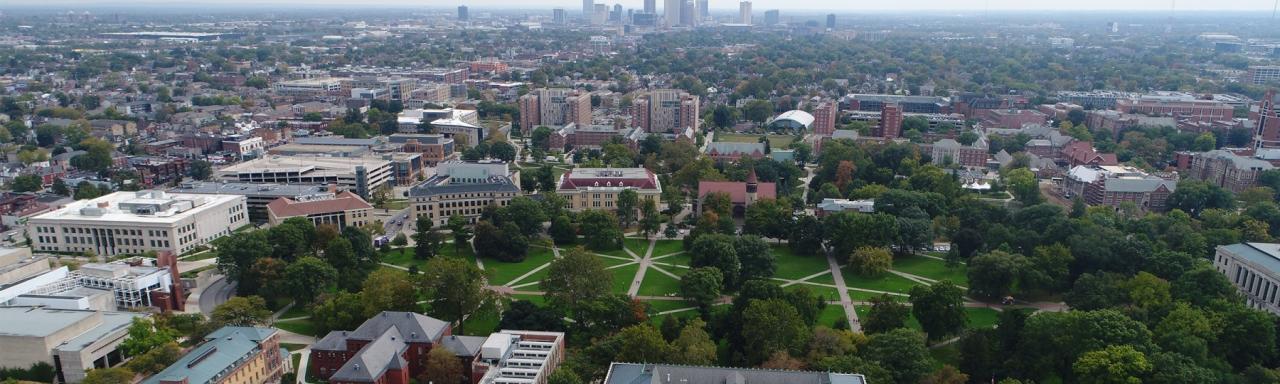 Aerial view of Ohio State's Columbus campus