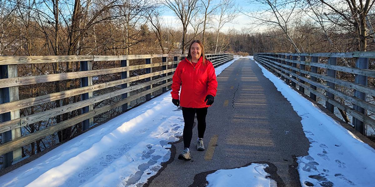 woman walking in the winter