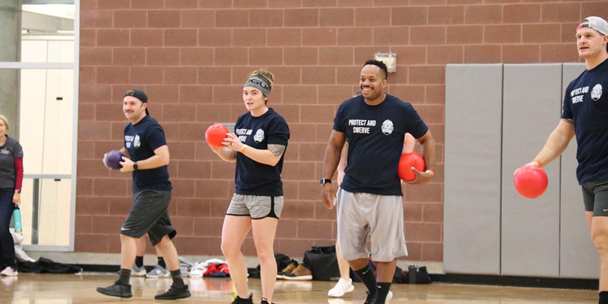 OSU Police playing dodgeball