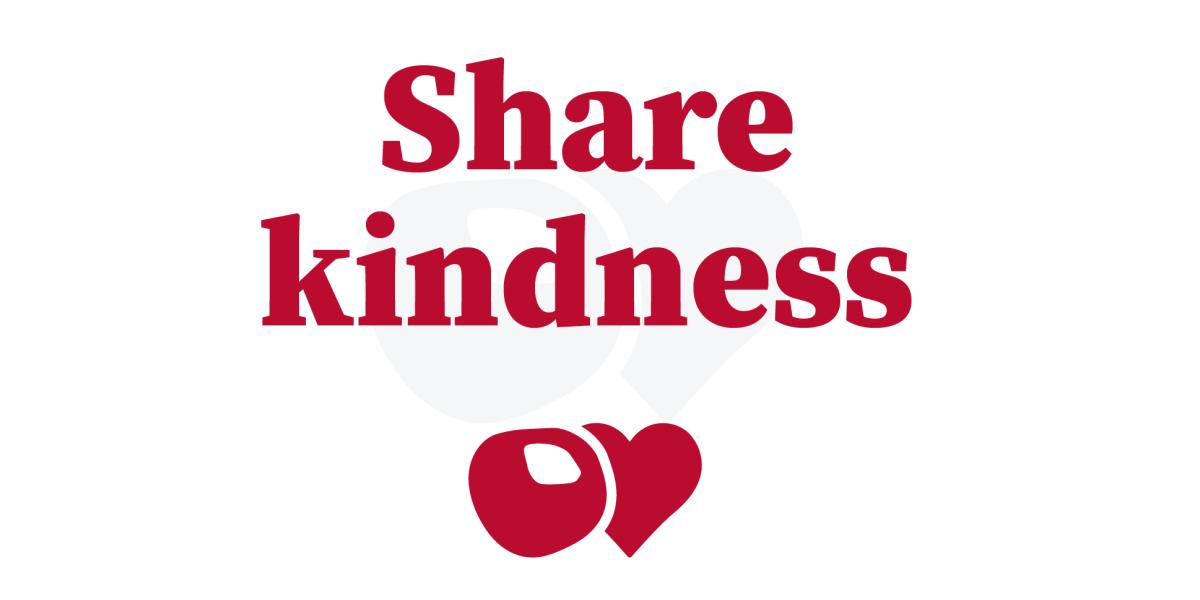 Share Kindness text with buckeye and heart image