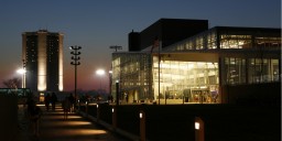 Image of campus at night.