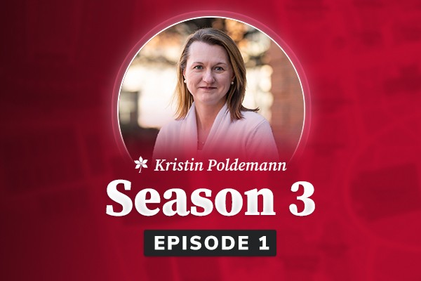 Graphic for the City of Ohio State podcast featuring Kristin Poldemann - Season 3 Episode 1