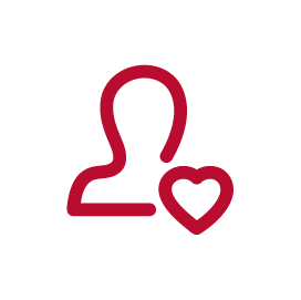 line draing of a person's silhouette and a heart next to it